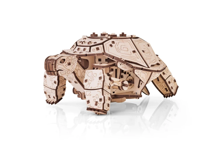 Drewniana figurka Żółw- mechaniczne puzzle 3d
