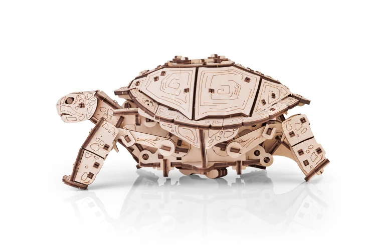 Drewniana figurka Żółw- mechaniczne puzzle 3d