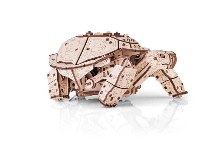 Drewniana figurka Żółw- mechaniczne puzzle 3d
