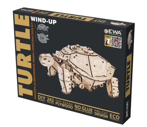 Drewniana figurka Żółw- mechaniczne puzzle 3d