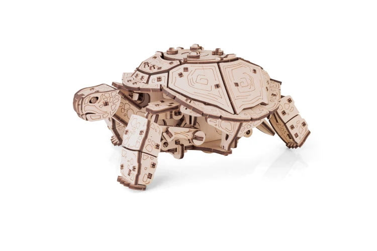 Drewniana figurka Żółw- mechaniczne puzzle 3d